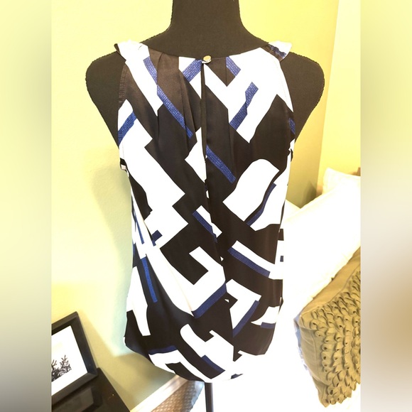 WHBM Silk halter top blouse Black, white blue career Sz Small Medium - Picture 13 of 13